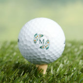 かわいらしガーリーフローラ銀スパークルモノグラム ゴルフボール (インサイチュ 木)