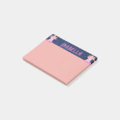 かわいらしガーリー名パーソナライズされた付き猫 ポストイット (アングル)