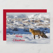 かわいらしキツネスノーフォトクリスマスフラット シーズンカード (正面/裏面)