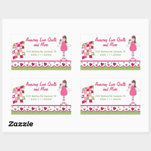 かわいらしキルティングビジネスカスタムステッカー 長方形シール (シート)