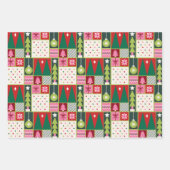 かわいらしクリスマスの木とオーナメント ラッピングペーパーシート (正面)