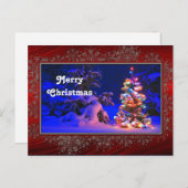 かわいらしクリスマスの木のライトスノー写真クリスマス ポストカード (正面/裏面)