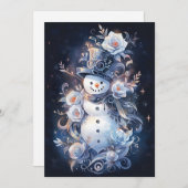 かわいらしクリスマスカー霜の降りたド – 雪だるま シーズンカード (正面/裏面)