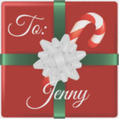 かわいらしクリスマスギフトのラップリボン名タグ シール (正面)