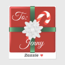 かわいらしクリスマスギフトのラップリボン名タグ