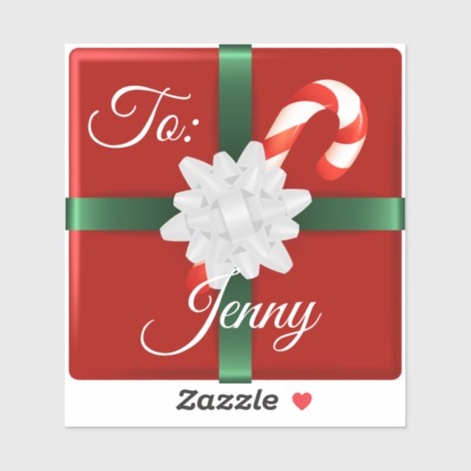 かわいらしクリスマスギフトのラップリボン名タグ シール (シート)