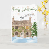 かわいらしクリスマススノーイハウス カード (黄色い花)