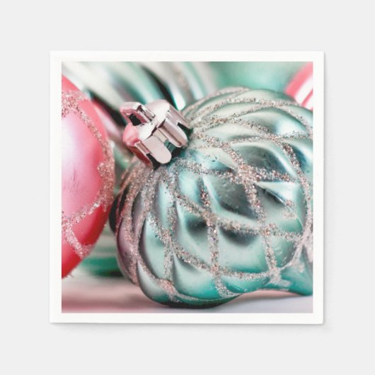 かわいらしクリスマスツリーオーナメントホリデーデコール スタンダードカクテルナプキン (正面)