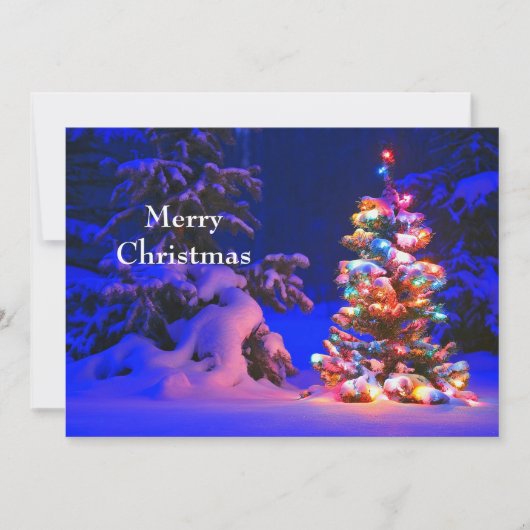 かわいらしクリスマスツリーライトスフォトフラット シーズンカード (正面)