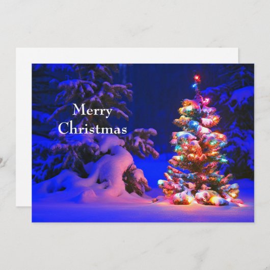 かわいらしクリスマスツリーライトスフォトフラット シーズンカード (正面/裏面)