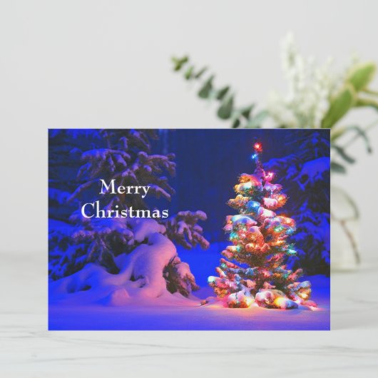 かわいらしクリスマスツリーライトスフォトフラット シーズンカード (スタンド正面)