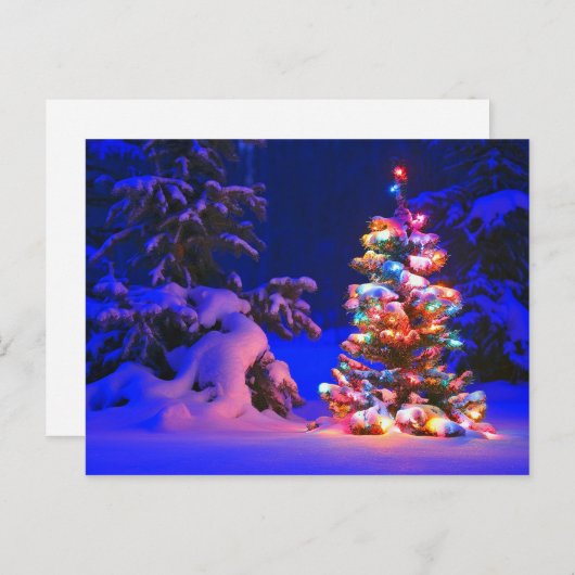 かわいらしクリスマスツリー灯の雪写真 ポストカード (正面/裏面)
