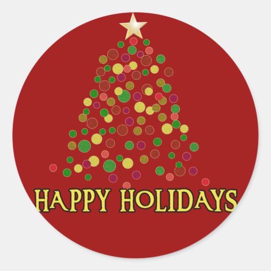 かわいらしクリスマスツリー「ポインタリズム」カードまたはシール ラウンドシール (正面)