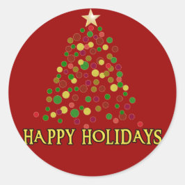 かわいらしクリスマスツリー「ポインタリズム」カードまたはシール ラウンドシール