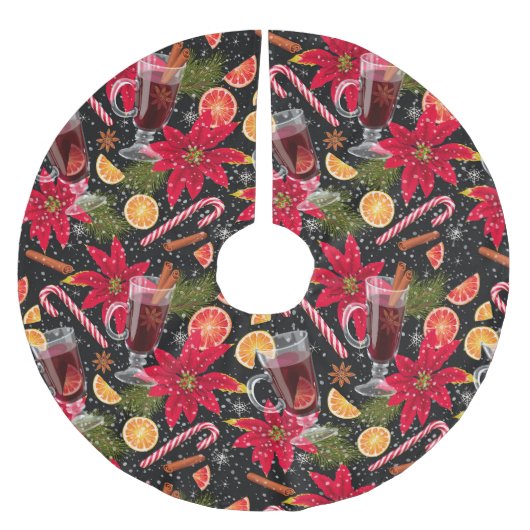 かわいらしクリスマスパターンつや消しポリエステルの木S ブラッシュドポリエステルツリースカート (正面)