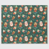 かわいらしクリスマスパターン包装紙 ラッピングペーパー (フラット)