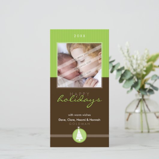 かわいらしクリスマスフォトカード:：ストリペッドステッチ6P シーズンカード (スタンド正面)