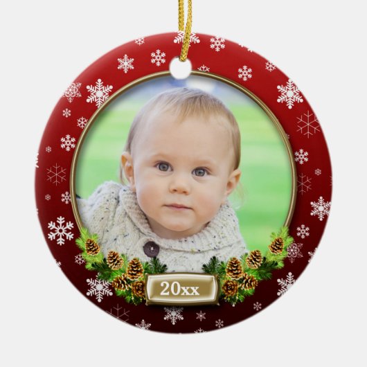 かわいらしクリスマスフォトフレーム セラミックオーナメント (正面)