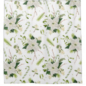 かわいらしクリスマスフローラ装飾的な目を引く シャワーカーテン (正面)