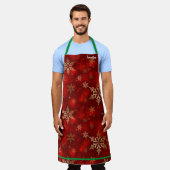 かわいらしクリスマスホリデーホステスエプロン名前をカスタムする エプロン (着用した状態)
