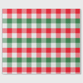 かわいらしクリスマスホワイトグリーンと赤バッファロー ラッピングペーパー (フラット)