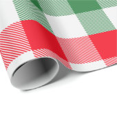 かわいらしクリスマスホワイトグリーンと赤バッファロー ラッピングペーパー (ロールコーナー)