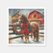 かわいらしクリスマスホースフェスティバル農場 スタンダードカクテルナプキン (正面)