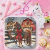 かわいらしクリスマスホースフェスティバル農場 ペーパープレート (パーティー)