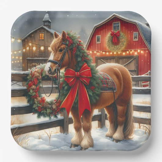 かわいらしクリスマスホースフェスティバル農場 ペーパープレート (正面)