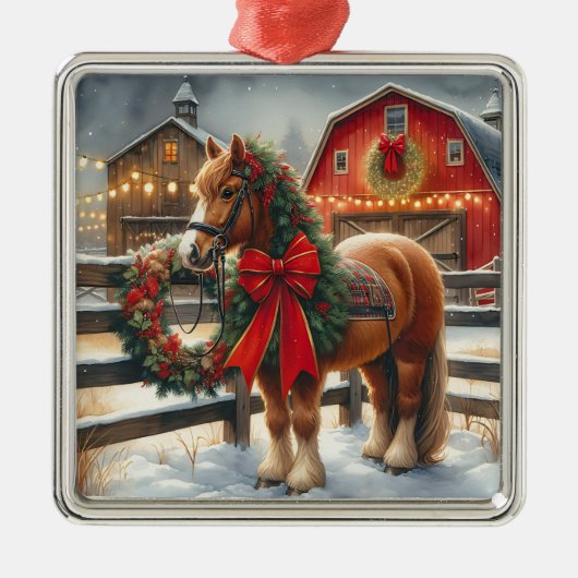かわいらしクリスマスホースフェスティバル農場 メタルオーナメント (正面)