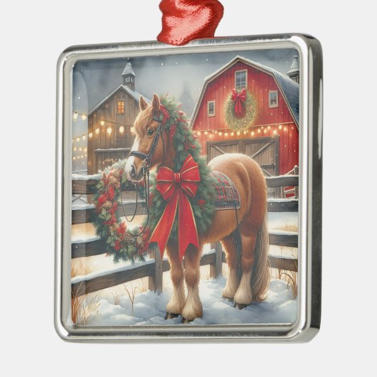 かわいらしクリスマスホースフェスティバル農場 メタルオーナメント (左)