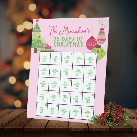 かわいらしクリスマス活動のピンク25日 台座サイン