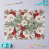 かわいらしクリスマス花模様デコページティッシュペーパー 薄葉紙 (クラフト)