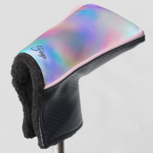 かわいらしグラデモダンーション水色レインボーw名前 ゴルフヘッドカバー