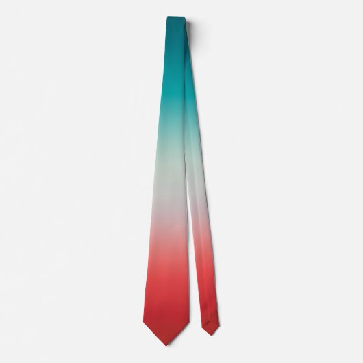 かわいらしグラデーションフェスティバル赤とティール(緑がかった色)青グラデーション ネクタイ (正面)