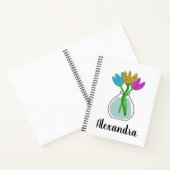 かわいらしグリッターの花パーソナライズされた ノートブック (内部)