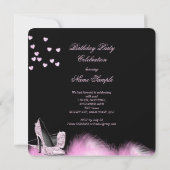 かわいらしグリッターピンクハイヒール誕生会 招待状 (裏面)