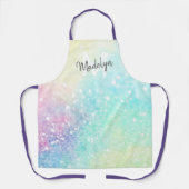かわいらしグリッターホログラフィガーリーー虹色 エプロン (正面)