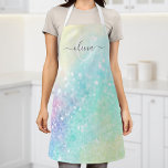 かわいらしグリッターホログラフィガーリーー虹色 エプロン<br><div class="desc">美しいパステルかわいらしカラーのトレンディーシックな《写真》ぼけ味グリッターの背景。簡単にあなたのモノグラムや名前カスタムでパーソナライズすることができる。</div>