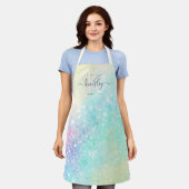 かわいらしグリッターホログラフィガーリーー虹色 エプロン (着用した状態)