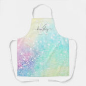 かわいらしグリッターホログラフィガーリーー虹色 エプロン (正面)