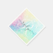 かわいらしグリッターホログラフィガーリーー虹色 スタンダードカクテルナプキン (角)