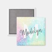 かわいらしグリッターホログラフィガーリーー虹色 マグネット (正面/裏面)