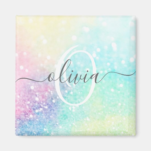 かわいらしグリッターホログラフィガーリーー虹色 マグネット (正面)