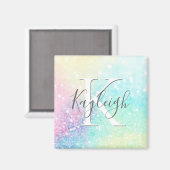 かわいらしグリッターホログラフィガーリーー虹色 マグネット (正面/裏面)