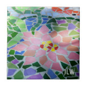 かわいらしコイ魚池禅のピンクのカラフル花 タイル (正面)