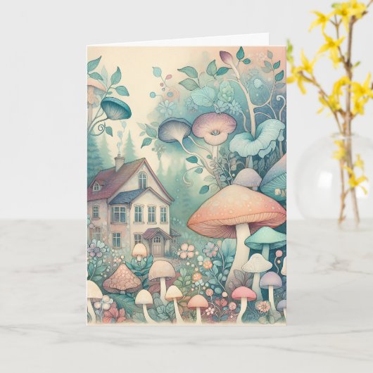 かわいらしコテージコお洒落アヴィレッジ空白の カード (黄色い花)