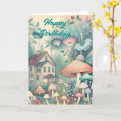 かわいらしコテージコアヴィレお洒落ッジ誕生日 カード (黄色い花)