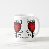 かわいらしゴシック赤いハート名の追加 コーヒーマグカップ (正面右)