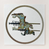 かわいらしゴーメリーラウンド回転木馬ウマ ジグソーパズル (横)